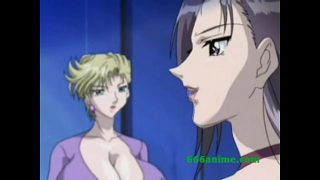 Busty hentai slut gives blowjob and gets both holes drilled with facial