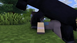 Minecraft- She fucked by horse and a Wolf