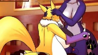 Aria Fucks Rouge and Renamon (2 in 1).