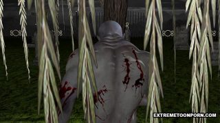 Bi 3D Cartoon Babe Double Teamed by a Zombie Couple