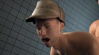 Buff 3D soldier sucks cock and gets fucked in the ass