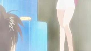 Cute anime girl owned in bathroom