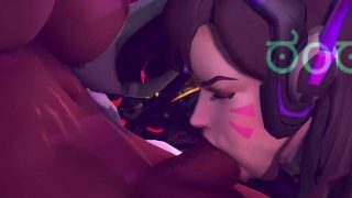 D.Va Sucks Futa Symm Off While Tracer Watches by Rentegra (Looped, Sound)