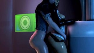 Mass Effect Futa Femshep fucks Miranda from behind