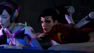 Overwatch Devil Mercy eating out D.Va