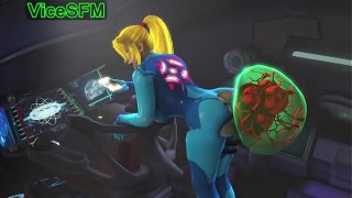 Samus and her metroid pet