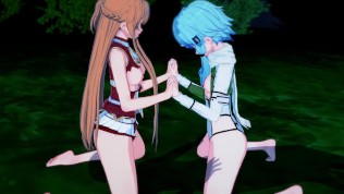 Sword Art Online – Asuna X Sinon 3D Hentai Threesome