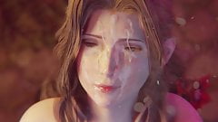 Aerith Gainsborough Handjob & Facial Red Dress