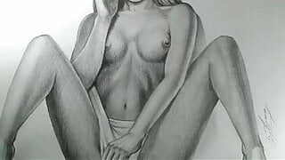 Beautiful Girl Nude Body Art By Pencil