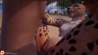 Hot Horny Cheetah Fucks 3 Men Furry Animated (with sound/cum)