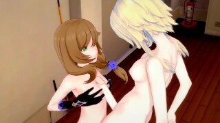 [Genshin Impact] Futanari Lumine fuck Lisa(3d hentai)