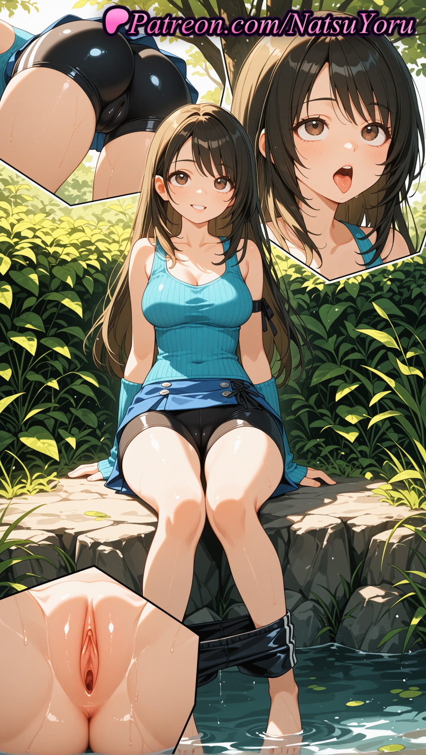 1girl 1girl 1girls 2025 ahegao ai ai_assisted ai_generated anime anime_style anus anus arm_ribbon arm_warmers ass ass bangs bare_shoulders barefoot bent_over big_breasts big_breasts bike_shorts bike_shorts_under_skirt black_hair black_shorts blue_shirt blue_skirt blush breasts brown_eyes brown_hair bush bust cameltoe cleavage clitoral_hood clitoris close-up clothes_pull collarbone covered_navel day detached_sleeves feet female_focus female_only final_fantasy final_fantasy_vii final_fantasy_vii_remake fingerless_gloves foot_fetish gloves grass grin hentai high_quality high_res high_res high_resolution inset juicy_butt labia labia_majora legs long_hair looking_at_viewer looking_up medium_breasts miniskirt multiple_views natsuyoru nature no_panties non-asian open_mouth outside pants_pull patreon plant pussy pussy pussy_lips pussy_peek ribbon rinoa_heartilly rock shirt short_shorts shorts shorts_pull sitting sitting_on_rock skirt skirt_pull sleeveless sleeveless_shirt sleeves_past_wrists smile soaking_feet solo_female stable_diffusion sweat swept_bangs tank_top taut_clothes teeth thighs toenails toes tongue tongue_out tree uncensored upskirt voluptuous voluptuous_female vulva water wet