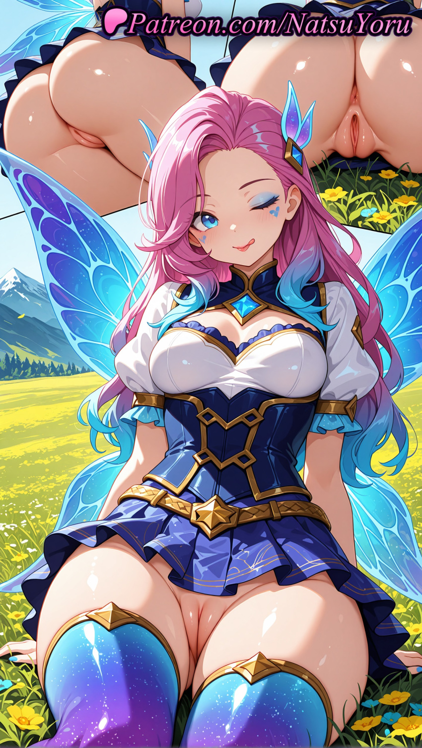 1girl 1girl 1girls 2025 ai ai_assisted ai_generated anime anime_style anus anus artist_name ass ass bangs belt big_breasts big_breasts blue_eyes blue_hair blue_legwear blue_nails blue_skirt blue_thighhighs blush breasts bust caucasian cleavage cleavage_cutout cleft_of_venus closed_mouth clothing_cutout corset day dress eyeshadow facial_mark fairy_wings female_focus female_only field flower frills gradient_hair grass hair_ornament hentai high_quality high_res high_res high_resolution juicy_butt labia labia_majora league_of_legends league_of_legends:_wild_rift licking_lips long_hair looking_at_viewer makeup medium_breasts microskirt miniskirt multi-colored_hair multicolored_clothes multicolored_hair multiple_views nail_polish natsuyoru no_panties non-asian nopan official_alternate_costume on_ground one_eye_closed outside paipan patreon pink_hair pleated_skirt puffy_short_sleeves puffy_sleeves pussy pussy riot_games seraphine_(league_of_legends) shiny shiny_skin short_sleeves sitting skirt sky smile solo_female stable_diffusion stockings thick_thighs thighs tongue tongue_out two-tone_hair uncensored upskirt voluptuous voluptuous_female wings