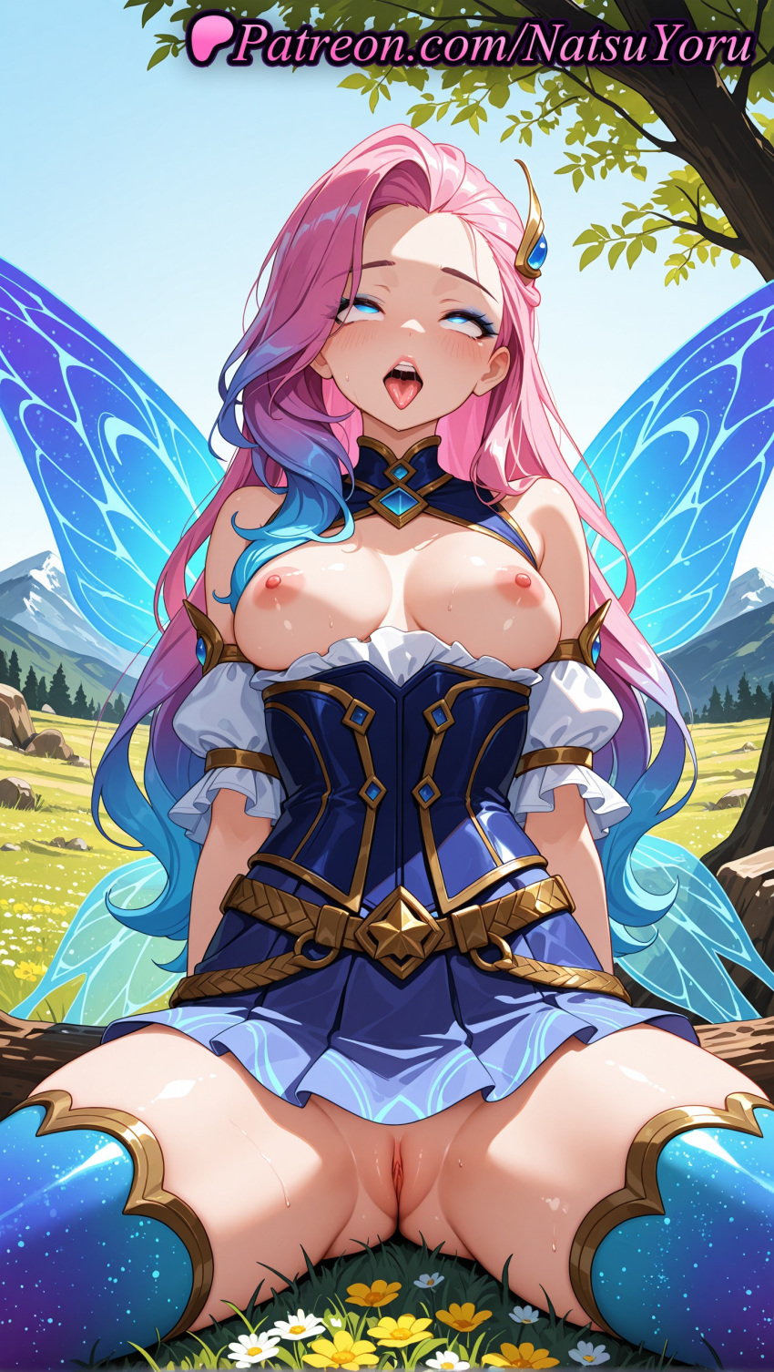 1girl 1girl 1girls 2025 ahegao ai ai_assisted ai_generated anime anime_style artist_name ass_visible_through_thighs bangs bare_shoulders belt big_breasts big_breasts blue_dress blue_eyes blue_hair blue_legwear blue_skirt blue_sky blue_thighhighs blue_wings blush breasts breasts_out breasts_outside bust butterfly_wings caucasian clothing day detached_sleeves dress earrings fairy_wings female_focus female_only flower gradient_hair gradient_legwear grass hair_ornament hentai high_quality high_res high_res high_resolution jewelry labia labia_majora league_of_legends league_of_legends:_wild_rift long_hair looking_at_viewer makeup medium_breasts multi-colored_hair multicolored_hair natsuyoru nipples nipples_outside no_panties non-asian nopan open_mouth outside patreon pink_hair pleated_skirt puffy_short_sleeves puffy_sleeves pussy pussy riot_games rolling_eyes saliva seraphine_(league_of_legends) short_sleeves sitting skirt sky solo_female spread_legs stable_diffusion stockings sweat teeth thick_thighs thighs tongue tongue_out tree two-tone_hair uncensored uncensored_nipples upper_teeth_only voluptuous voluptuous_female wings yellow_flower