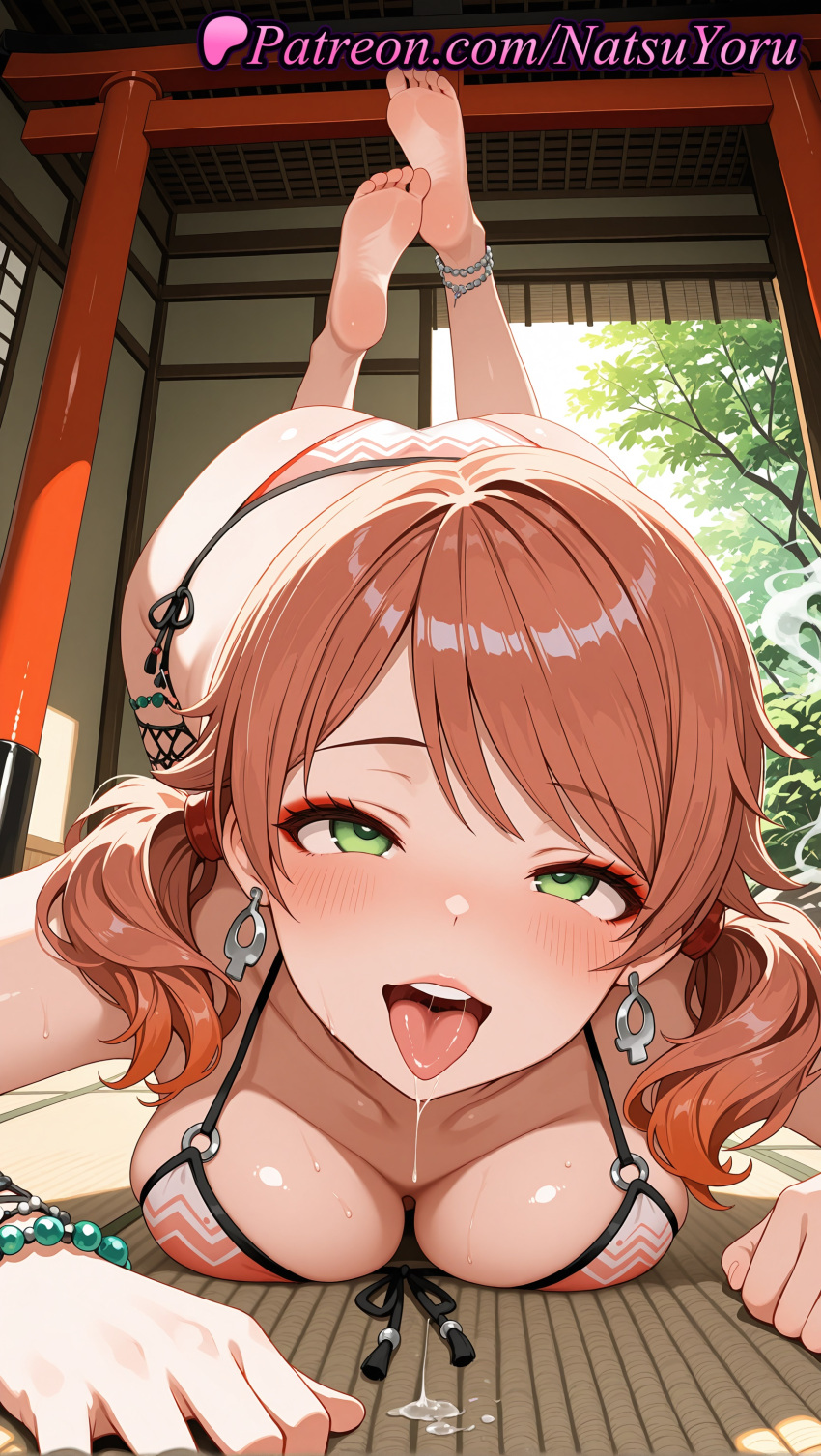 1girl 1girl 1girls 2025 ai ai_assisted ai_generated anime anime_style anklet asian ass ass bangs barefoot bead_bracelet beads big_breasts big_breasts bikini blush bracelet breast_press breasts brown_hair bust cleavage collarbone drooling earring earrings feet feet_up female_focus female_only final_fantasy final_fantasy_xiii final_fantasy_xiii-2 foot_fetish foreshortening front-tie_bikini_top front-tie_top green_eyes hentai high_quality high_res high_res high_resolution indoors jewelry juicy_butt long_hair looking_at_viewer low_twintails lying makeup medium_breasts medium_hair natsuyoru non-asian o-ring o-ring_bikini oerba_dia_vanille on_stomach open_mouth orange_hair patreon red_hair saliva saliva_trail short_twintails side-tie_bikini side-tie_bikini_bottom smile soles solo_female stable_diffusion string_bikini sweat swept_bangs swimsuit teeth the_pose thighs toes tongue tongue_out twin_tails upper_teeth_only voluptuous voluptuous_female