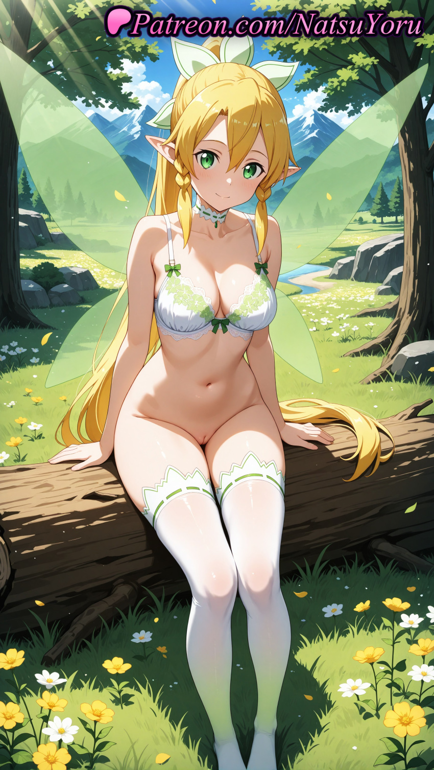 1girl 1girl 1girls 2025 ai ai_assisted ai_generated alfheim_online anime anime_style arm_support ass_visible_through_thighs bangs bare_arms bare_shoulders big_breasts big_breasts blonde_hair blue_sky blush bottomless bow bow_bra bra braid breasts bust choker cleavage cleft_of_venus closed_mouth cloud collarbone day elf elf_ears energy_wings fairy fairy_(sao) fairy_wings female_focus female_only flower forest full_body grass green_eyes green_wings groin hair_between_eyes hair_ornament hentai high_quality high_res high_res high_resolution kirigaya_suguha leafa long_hair looking_at_viewer medium_breasts multiple_wings natsuyoru nature navel no_shoes outside paipan patreon petals pointy_ears ponytail pussy pussy ribbon rock side_braid sidelocks sitting sky smile solo_female stable_diffusion stockings stomach sunlight sword_art_online sword_art_online:_fairy_dance sword_art_online_alicization thigh_gap thighs transparent_wings tree twin_braids uncensored underwear underwear_only very_long_hair voluptuous voluptuous_female white_bra white_choker white_flower white_legwear white_thighhighs wings yellow_flower