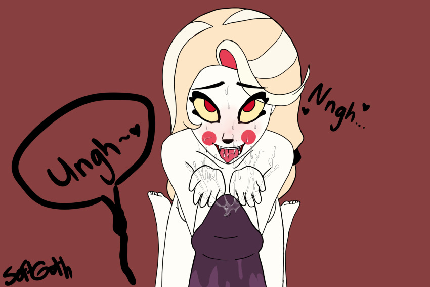 1boy 1girl amazon_prime charlie_morningstar_(hazbin_hotel) cum cumshot fanart female hazbin_hotel hentai male nsfw nude softgothexe vivienne_medrano