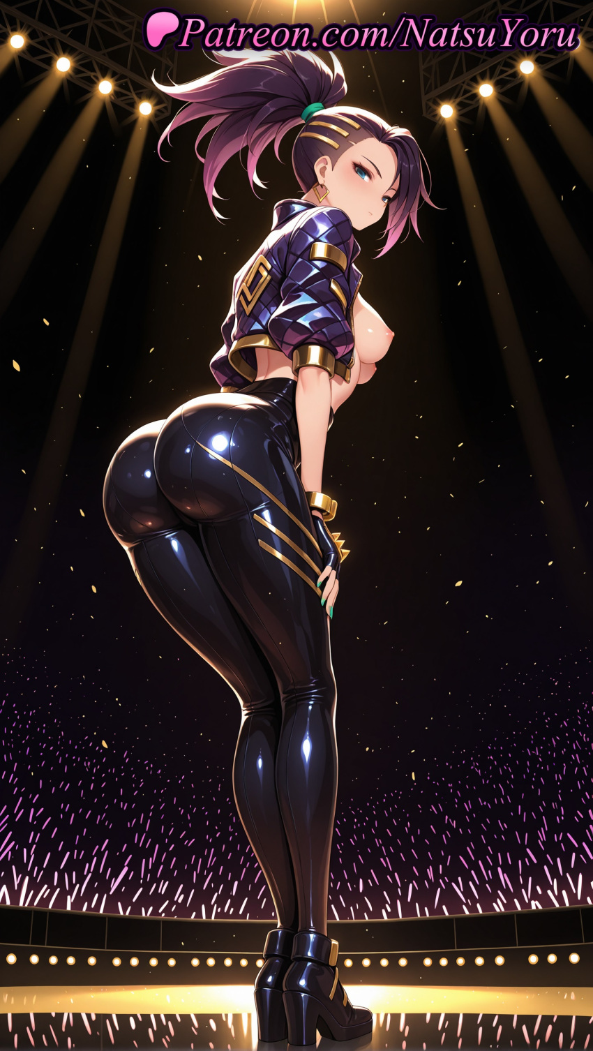 1girl 1girl 1girls 2025 ai ai_assisted ai_generated akali anime anime_style artist_name ass ass audience big_breasts black_hair black_pants blue_eyes blush bracelet breasts breasts_out bust character_name closed_mouth concert cropped_jacket crowd earrings female_focus female_only female_solo fingerless_gloves from_behind full_body gloves glowstick green_nails hair_ornament hentai high_heel_boots high_heels high_ponytail high_quality high_res high_res high_resolution idol jacket jewelry juicy_butt k/da_(league_of_legends) k/da_akali k/da_all_out_akali k/da_all_out_series k/da_series latex league_of_legends league_of_legends:_wild_rift leather_pants long_hair looking_at_viewer looking_back makeup medium_breasts microphone multicolored_hair nail_polish natsuyoru nipples nipples_outside no_bra official_alternate_costume one_eye_closed open_clothes open_jacket pants patreon ponytail purple_hair riot_games shiny shiny_clothes shiny_hair shiny_skin shoes short_sleeves skin_tight solo_female solo_focus spotlight stable_diffusion stage stage_lights standing tight_clothes tight_pants uncensored_nipples voluptuous voluptuous_female
